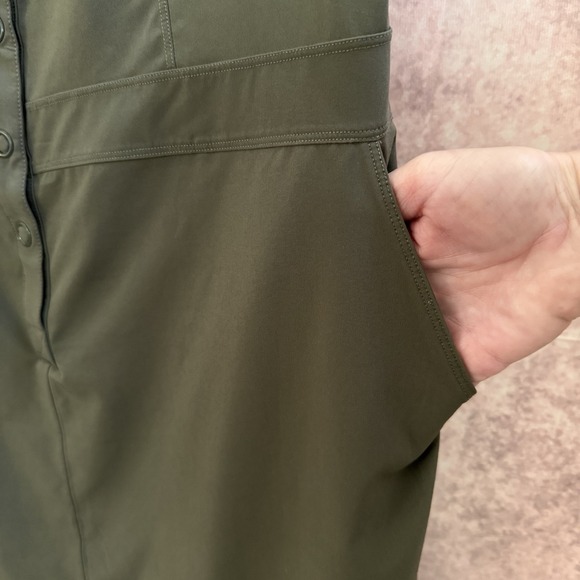 Prana Shadyn Green Athleisure Dress Snap Down Front Stretch Pockets Women's L - Picture 6 of 12